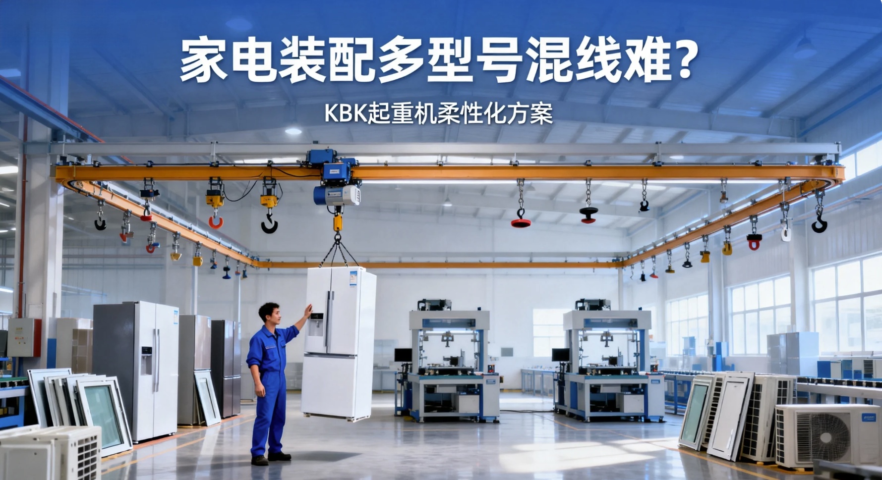 工人推KBK吊冰箱