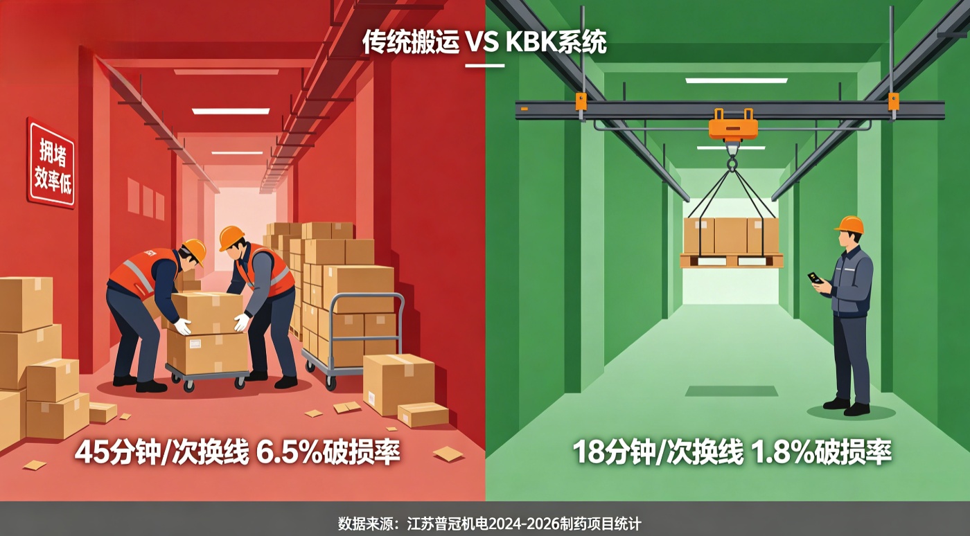 传统搬运与KBK系统效率对比