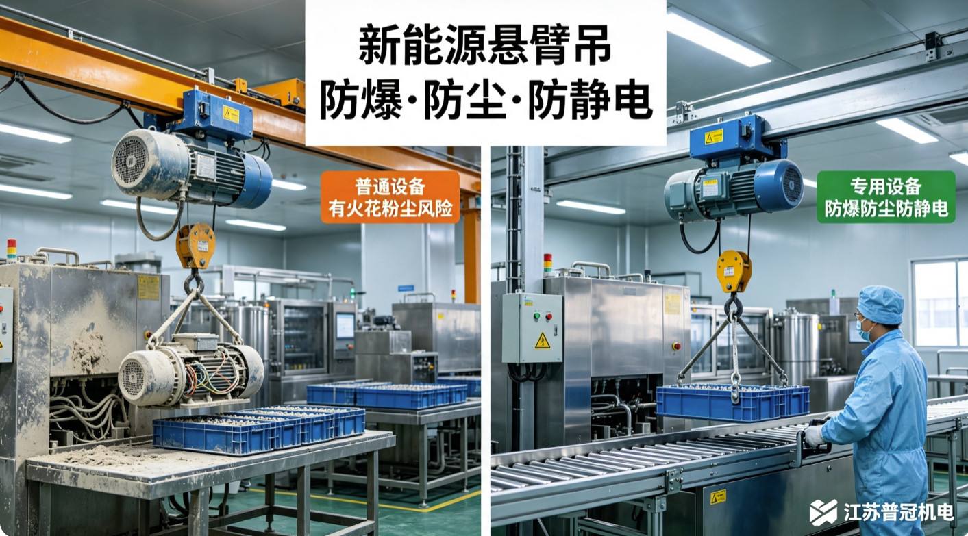 新能源电池车间悬臂吊怎么选？防爆、防尘、防静电，缺一不可！
