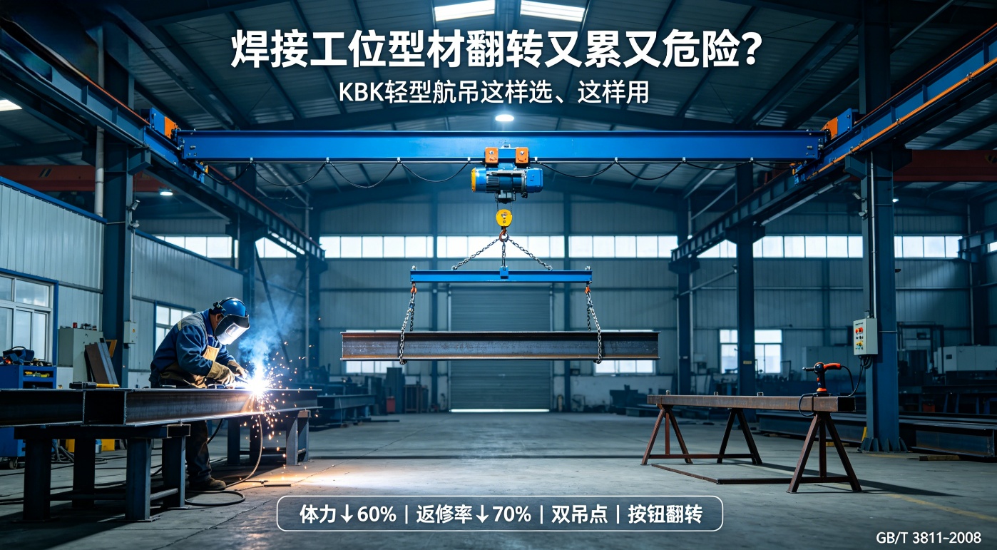 焊接工位型材翻转又累又危险？KBK轻型起重机这样选、这样用