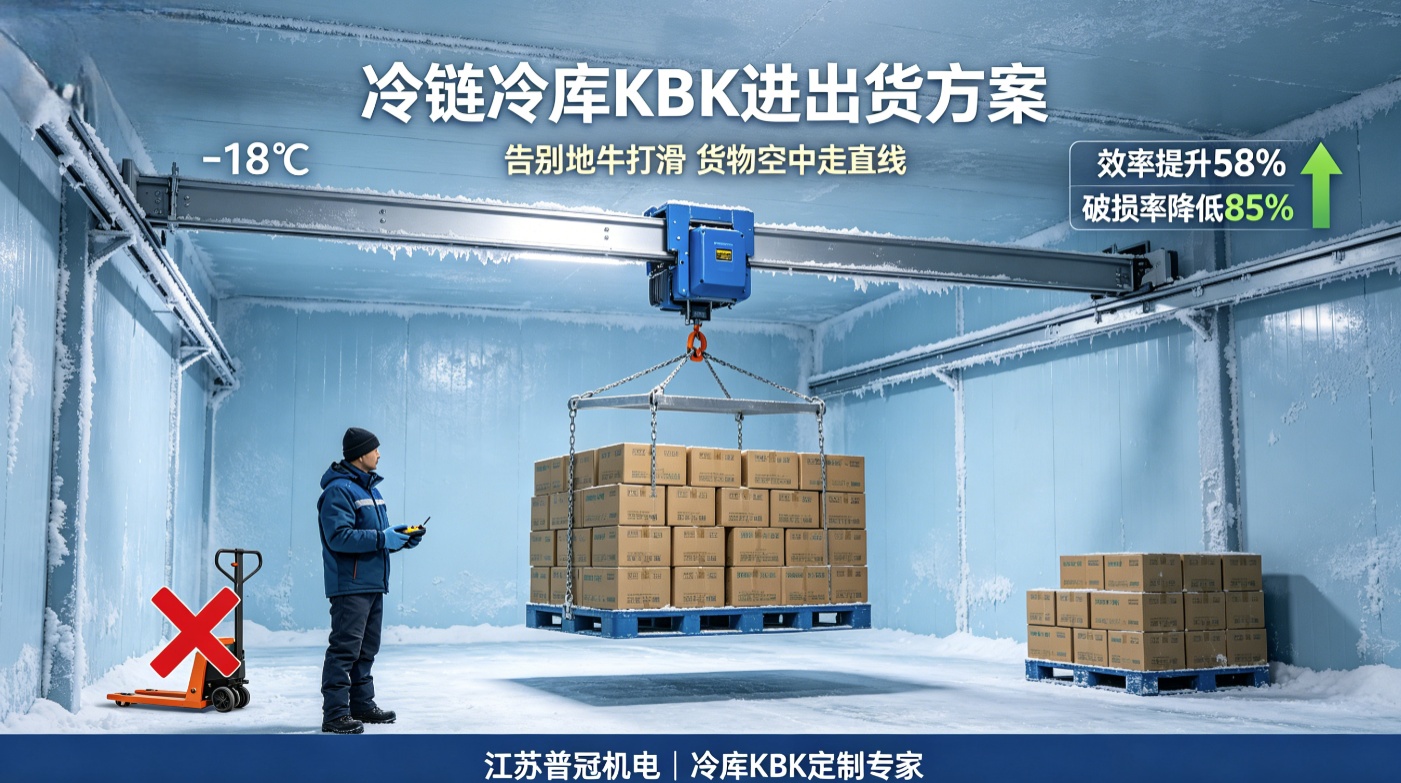 冷链冷库进出货效率低？KBK如何让低温搬运告别地牛打滑、人推车累