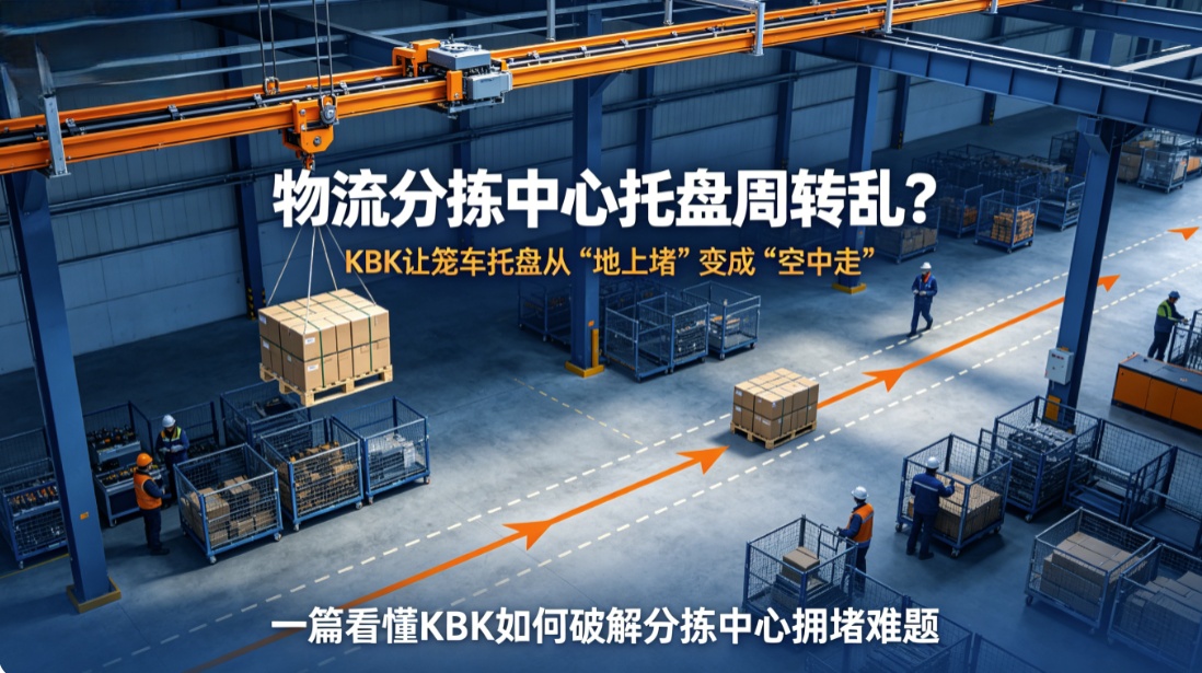 物流分拣中心笼车托盘周转乱？KBK轻型起重机怎么提升流转效率