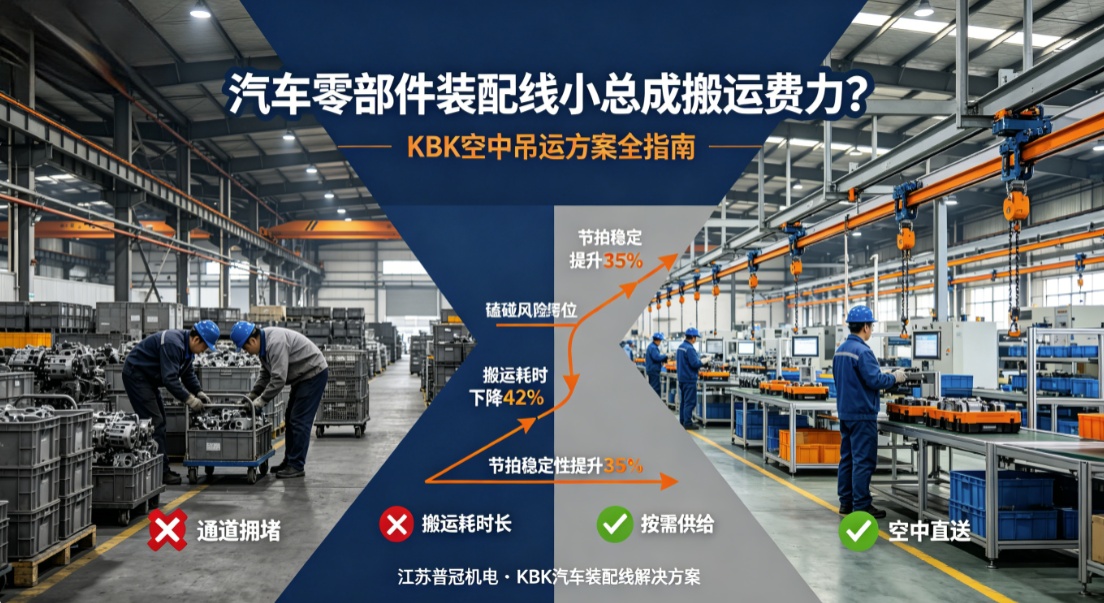 汽车零部件装配线小总成搬运费力？KBK空中吊运方案全指南