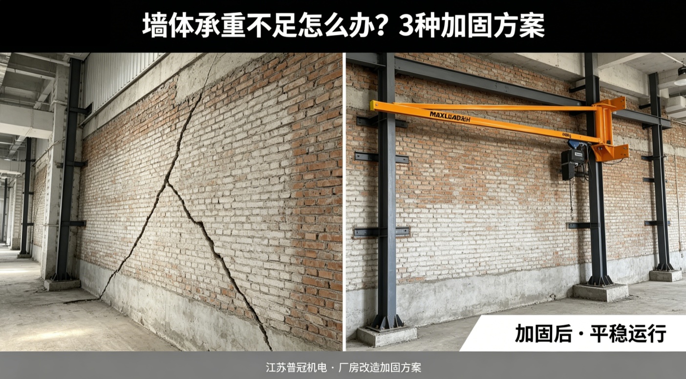 墙壁式悬臂吊墙体承重不够怎么办？3种加固方案全面对比
